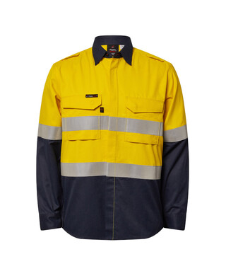 WORKWEAR, SAFETY & CORPORATE CLOTHING SPECIALISTS - TORRENT HRC2 MEN'S HI VIS TWO TONE OPEN  FRONT SHIRT WITH GUSSET SLEEVES AND FR  REFLECTIVE TAPE
