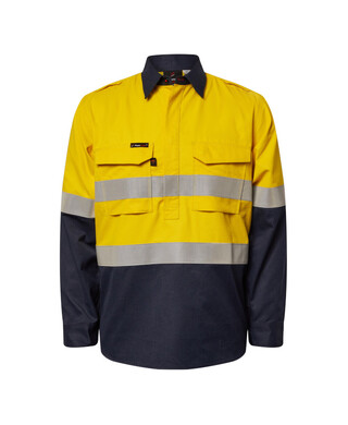 WORKWEAR, SAFETY & CORPORATE CLOTHING SPECIALISTS - TORRENT HRC2 MEN'S HI VIS TWO TONE CLOSE  FRONT SHIRT WITH GUSSET SLEEVES AND FR  REFLECTIVE TAPE