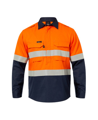 WORKWEAR, SAFETY & CORPORATE CLOTHING SPECIALISTS - TORRENT HRC2 MEN'S HI VIS TWO TONE CLOSE  FRONT SHIRT WITH GUSSET SLEEVES AND FR  REFLECTIVE TAPE