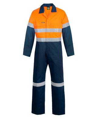WORKWEAR, SAFETY & CORPORATE CLOTHING SPECIALISTS - Workcraft - Hi Vis Two Tone Cotton Drill Coveralls with CSR Reflective Tape