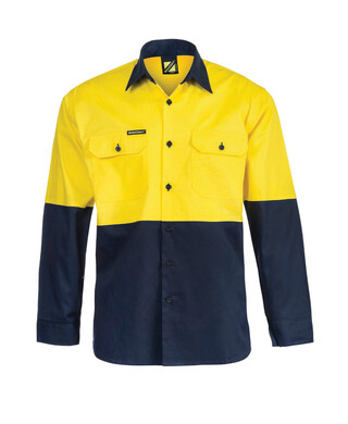 WORKWEAR, SAFETY & CORPORATE CLOTHING SPECIALISTS - Vented Lightweight HI Vis Two Tone Long Sleeve Shirt