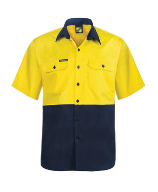 WORKWEAR, SAFETY & CORPORATE CLOTHING SPECIALISTS - Vented Lightweight HI Vis Two Tone Short Sleeve Shirt