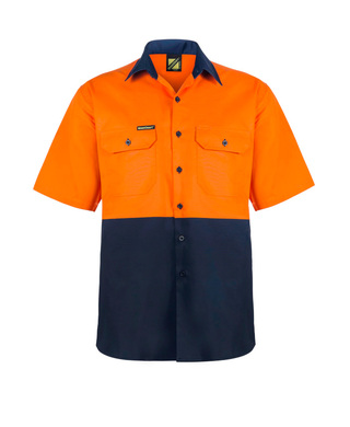 WORKWEAR, SAFETY & CORPORATE CLOTHING SPECIALISTS - Vented Lightweight HI Vis Two Tone Short Sleeve Shirt