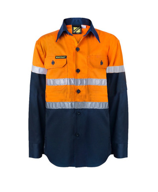 WORKWEAR, SAFETY & CORPORATE CLOTHING SPECIALISTS - KIDS Two Tone Hi Vis L/S Shirt w/ 3M reflective tape