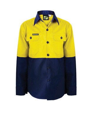 WORKWEAR, SAFETY & CORPORATE CLOTHING SPECIALISTS - KIDS Two Tone Hi Vis Long Sleeve Shirt