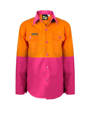 WORKWEAR, SAFETY & CORPORATE CLOTHING SPECIALISTS - KIDS Two Tone Hi Vis Long Sleeve Shirt