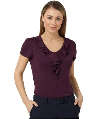 WORKWEAR, SAFETY & CORPORATE CLOTHING SPECIALISTS - NNT - MATT JERSEY CAP SLEEVE RUFFLE NECK T-TOP