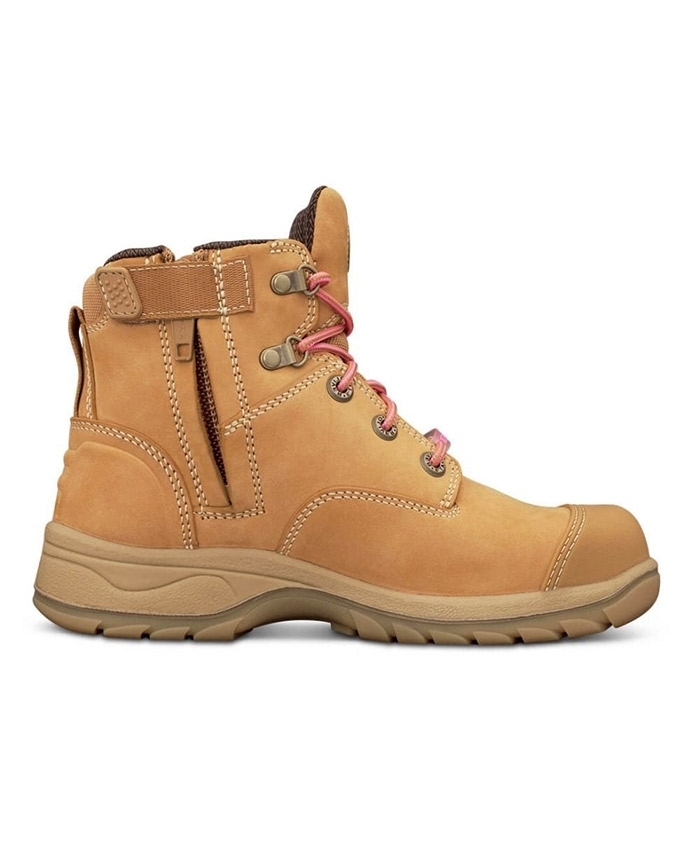 WORKWEAR, SAFETY & CORPORATE CLOTHING SPECIALISTS - PB 49 - Womens Ankle Height Zip Side Lace Up Boot - Wheat