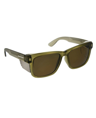 WORKWEAR, SAFETY & CORPORATE CLOTHING SPECIALISTS - SAFETY GLASSES FRONTSIDE POLARISED SMOKE LENS WITH KHAKI FRAME