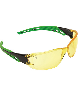 WORKWEAR, SAFETY & CORPORATE CLOTHING SPECIALISTS - Cirrus Green Arms Safety Glasses Amber A/F Lens (MOQ 12)