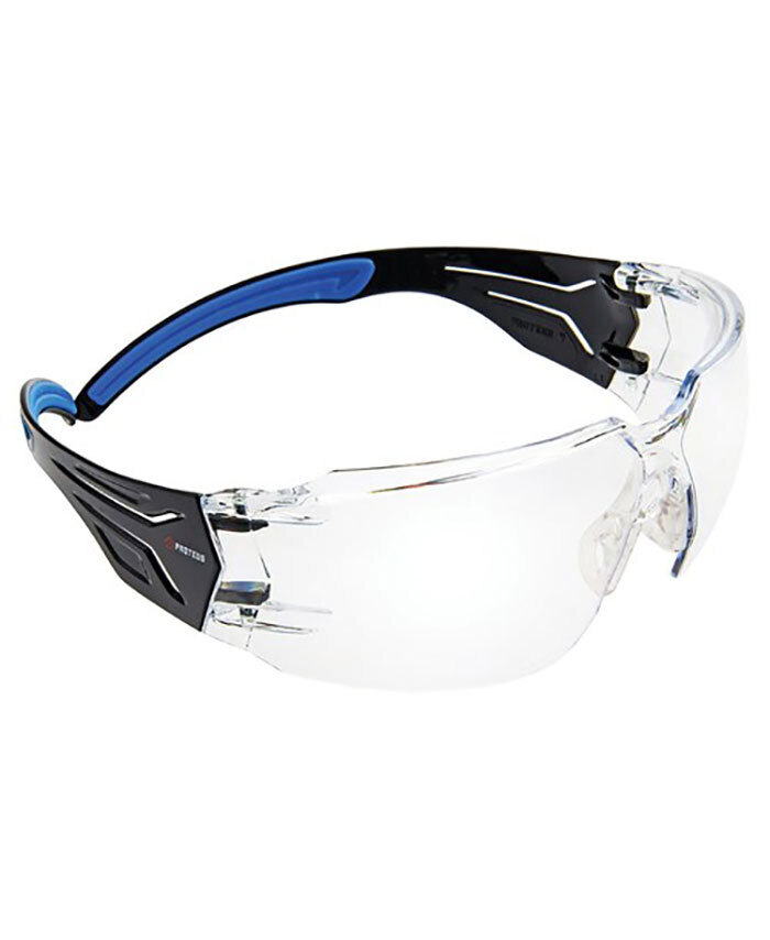 WORKWEAR, SAFETY & CORPORATE CLOTHING SPECIALISTS - PROTEUS 4 SAFETY GLASSES CLEAR LENS SUPER FLEX ARMS