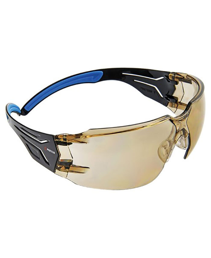 WORKWEAR, SAFETY & CORPORATE CLOTHING SPECIALISTS - PROTEUS 4 SAFETY GLASSES LIGHT BROWN LENS SUPER FLEX ARMS