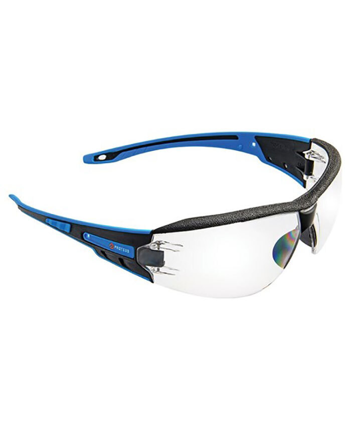 WORKWEAR, SAFETY & CORPORATE CLOTHING SPECIALISTS - PROTEUS 1 SAFETY GLASSES CLEAR LENS INTEGRATED BROW DUST GUARD