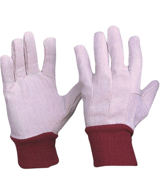 WORKWEAR, SAFETY & CORPORATE CLOTHING SPECIALISTS - Cotton Drill Red Knit Wrist Gloves Ladies Size (MOQ 12)