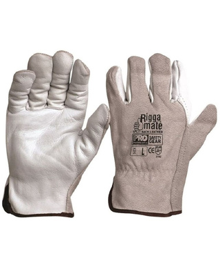 WORKWEAR, SAFETY & CORPORATE CLOTHING SPECIALISTS - Riggamate Natural Cowgrain Palm / Split Back Gloves (MOQ 12)