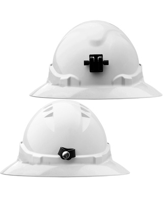 WORKWEAR, SAFETY & CORPORATE CLOTHING SPECIALISTS - V6 Hard Hat Unvented Full Brim with Lamp Bracket and Ratchet Harness - White