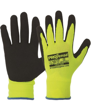 WORKWEAR, SAFETY & CORPORATE CLOTHING SPECIALISTS - Prosense LFN Hi-Vis Yellow Latex Foam Gloves (MOQ 12)