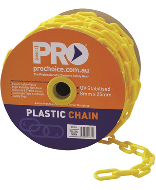 WORKWEAR, SAFETY & CORPORATE CLOTHING SPECIALISTS - Plastic Safety Chain Yellow 8mm x 25m