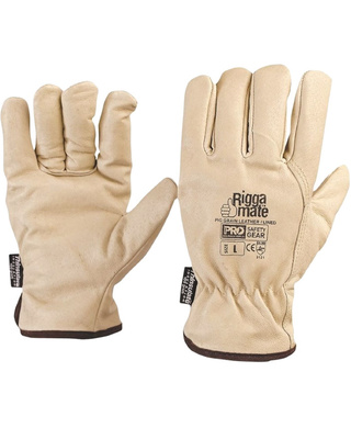 WORKWEAR, SAFETY & CORPORATE CLOTHING SPECIALISTS - Riggamate Lined Glove - Pig Grain Leather (MOQ 6)
