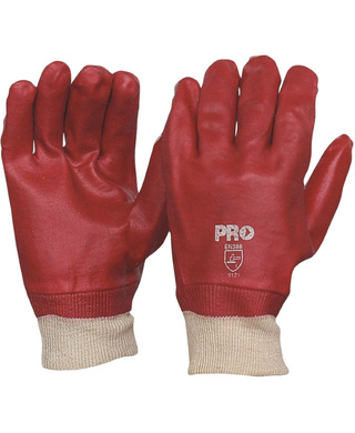 WORKWEAR, SAFETY & CORPORATE CLOTHING SPECIALISTS - 27cm Red PVC / Knit Wrist Gloves Large (MOQ 12)