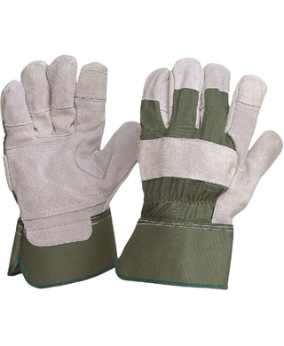 WORKWEAR, SAFETY & CORPORATE CLOTHING SPECIALISTS - Green Cotton / Leather Gloves