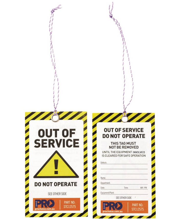 WORKWEAR, SAFETY & CORPORATE CLOTHING SPECIALISTS - Safety Tag "OUT OF SERVICE" 125mm x 75mm - Pack of 100