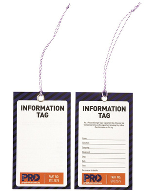 WORKWEAR, SAFETY & CORPORATE CLOTHING SPECIALISTS - Safety Tag -125mm X 75mm Information (Blank)