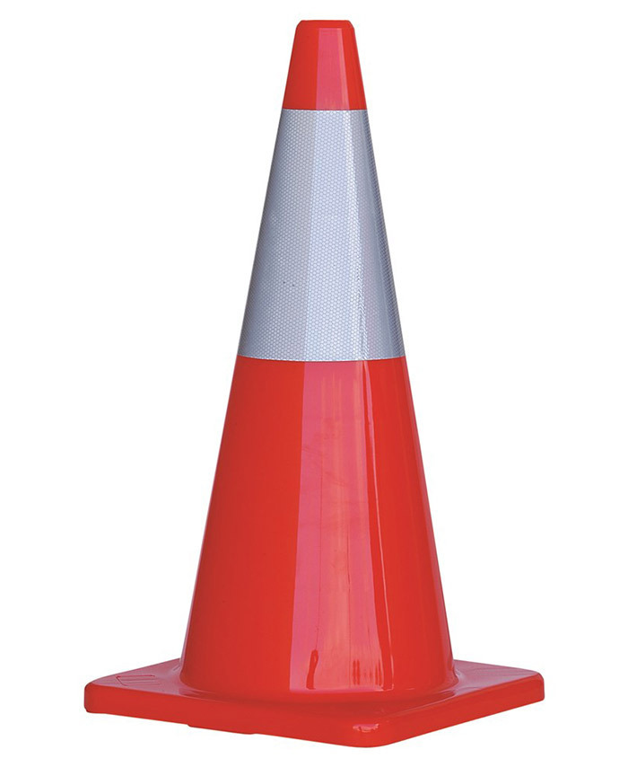 WORKWEAR, SAFETY & CORPORATE CLOTHING SPECIALISTS - Orange PVC Traffic Cone / Reflective Tape 700mm