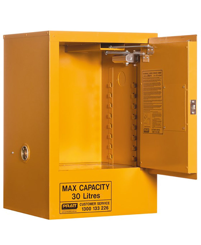 WORKWEAR, SAFETY & CORPORATE CLOTHING SPECIALISTS - Flammable Storage Cabinet 30L 1 Door, 1 Shelf