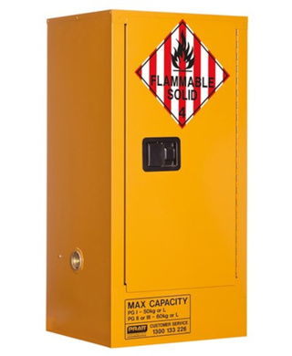 WORKWEAR, SAFETY & CORPORATE CLOTHING SPECIALISTS - CLASS 4 DANGEROUS GOODS STORAGE CABINET: 60L - 1 DOOR - 2 SHELVES