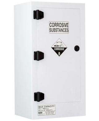 WORKWEAR, SAFETY & CORPORATE CLOTHING SPECIALISTS - CORROSIVE SUBSTANCE STORAGE CABINET: POLYPROPYLENE - 80L - 1 DOOR - 2 SHELVES