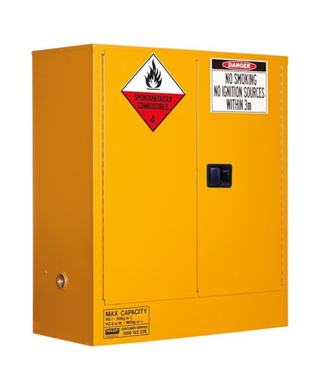 WORKWEAR, SAFETY & CORPORATE CLOTHING SPECIALISTS - CLASS 4 DANGEROUS GOODS STORAGE CABINET: 160L - 2 DOORS - 2 SHELVES