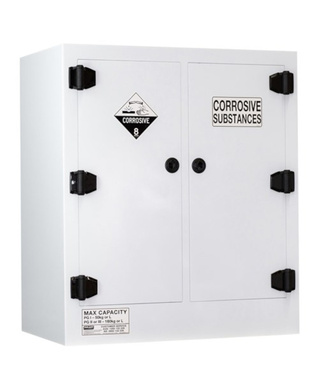 WORKWEAR, SAFETY & CORPORATE CLOTHING SPECIALISTS - CORROSIVE SUBSTANCE STORAGE CABINET: POLYPROPYLENE - 160L - 2 DOORS - 4 SHELVES
