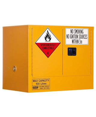 WORKWEAR, SAFETY & CORPORATE CLOTHING SPECIALISTS - CLASS 4 DANGEROUS GOODS STORAGE CABINET: 100L - 2 DOORS - 1 SHELF