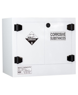 WORKWEAR, SAFETY & CORPORATE CLOTHING SPECIALISTS - CORROSIVE SUBSTANCE STORAGE CABINET: POLYPROPYLENE - 100L - 2 DOORS - 1 SHELF