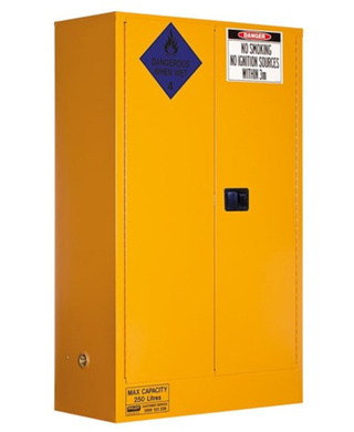 WORKWEAR, SAFETY & CORPORATE CLOTHING SPECIALISTS - CLASS 4 DANGEROUS GOODS STORAGE CABINET: 250L - 2 DOORS - 3 SHELVES