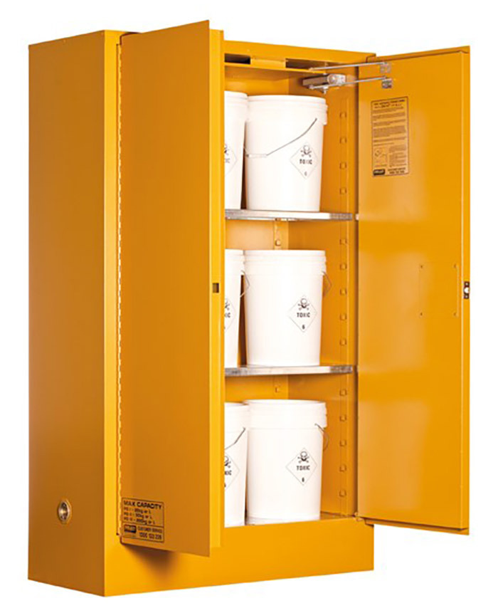 WORKWEAR, SAFETY & CORPORATE CLOTHING SPECIALISTS - Flammable Storage Cabinet 250L 2 Door, 3 Shelf