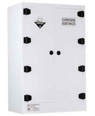 WORKWEAR, SAFETY & CORPORATE CLOTHING SPECIALISTS - CORROSIVE SUBSTANCE STORAGE CABINET: POLYPROPYLENE - 250L - 2 DOORS - 6 SHELVES