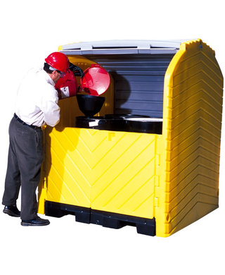 WORKWEAR, SAFETY & CORPORATE CLOTHING SPECIALISTS - PRATT HARD TOP WITH 4 DRUM OUTDOOR SPILL PALLET