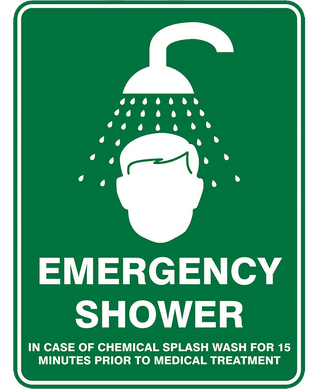 WORKWEAR, SAFETY & CORPORATE CLOTHING SPECIALISTS - Emergency Shower Sign 300 X 225 Metal