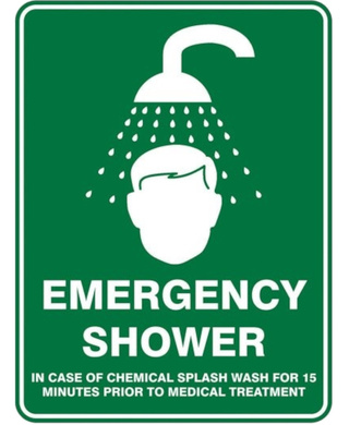 WORKWEAR, SAFETY & CORPORATE CLOTHING SPECIALISTS - Emergency Shower Sign 450mm x 300mm Metal