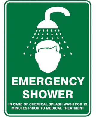 WORKWEAR, SAFETY & CORPORATE CLOTHING SPECIALISTS - Emergency Shower Sign 450mm x 300mm Poly