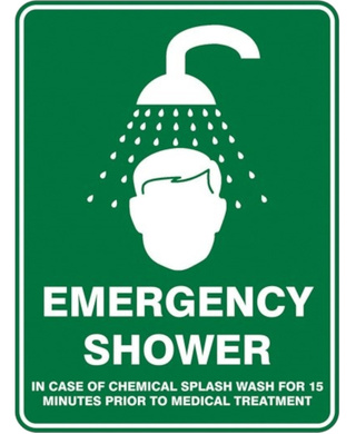 WORKWEAR, SAFETY & CORPORATE CLOTHING SPECIALISTS - Emergency Shower Sign 600mm x 450mm Poly