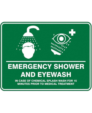 WORKWEAR, SAFETY & CORPORATE CLOTHING SPECIALISTS - Emergency Shower & Eyewash Sign 600mm x 450mm Metal