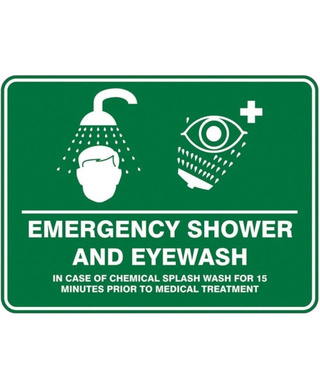 WORKWEAR, SAFETY & CORPORATE CLOTHING SPECIALISTS - Emergency Shower & Eyewash Sign 600mm x 450mm Poly