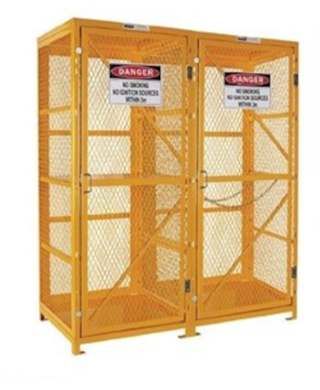 WORKWEAR, SAFETY & CORPORATE CLOTHING SPECIALISTS - Forklift & Gas Cylinder Storage Cage. 3 Storage Levels. (Comes Flat Packed - Assembly Required)