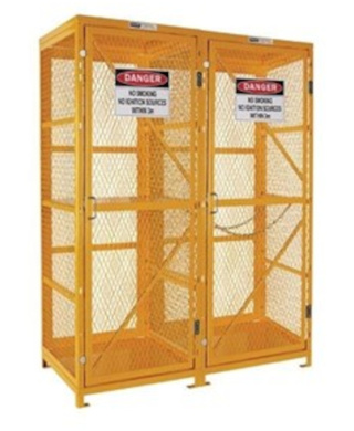 WORKWEAR, SAFETY & CORPORATE CLOTHING SPECIALISTS - Forklift & Gas Cylinder Storage Cage. 3 Storage Levels Up To 8 Forklift & 9 G-Sized Cylinders