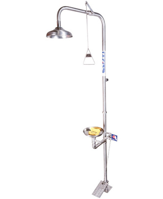 WORKWEAR, SAFETY & CORPORATE CLOTHING SPECIALISTS - COMBINATION 316SS SHOWER WITH EYE & FACE WASH, BOWL & FOOT TREADLE