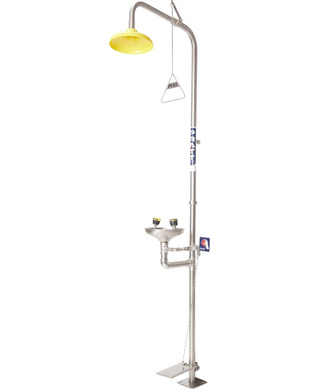 WORKWEAR, SAFETY & CORPORATE CLOTHING SPECIALISTS - COMBINATION SHOWER WITH EYE WASH, BOWL & FOOT TREADLE