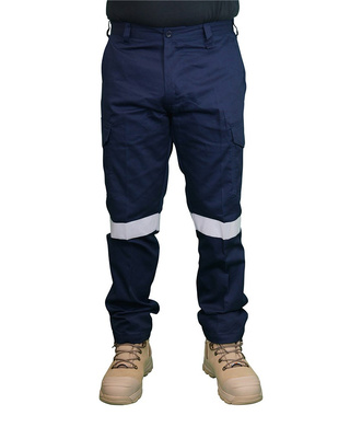 WORKWEAR, SAFETY & CORPORATE CLOTHING SPECIALISTS - PANT NAVY CARGO - 310GSM DRILL + ARMADURA MODERN FIT / TAPED